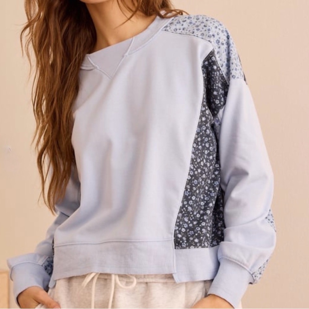 Altar’d State Mixed Media Floral Colorblock Pullover - Picture 4 of 5